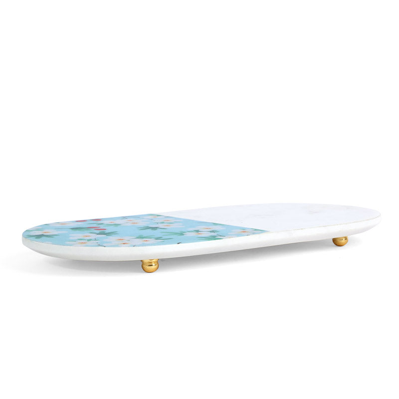 Contemporary Oval PPrinted (Marble,Brass) Marble Platter media 4