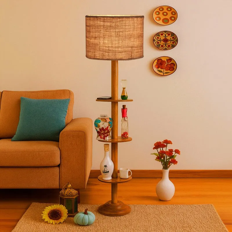 LumiCrate Tower Wooden Floor Lamp - Beige media 4
