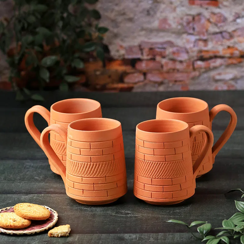 Praharsha Terracotta Coffee Mug (400 mL Each) - Set of Four media 1
