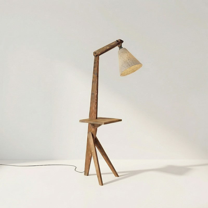 ConicalBeam Wooden Floor Lamp - Brown media 8
