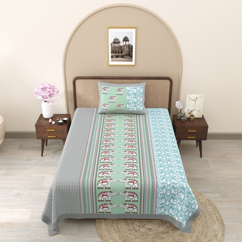 EliteDream Cotton Bedsheet (Teal) - 180 TC media 3