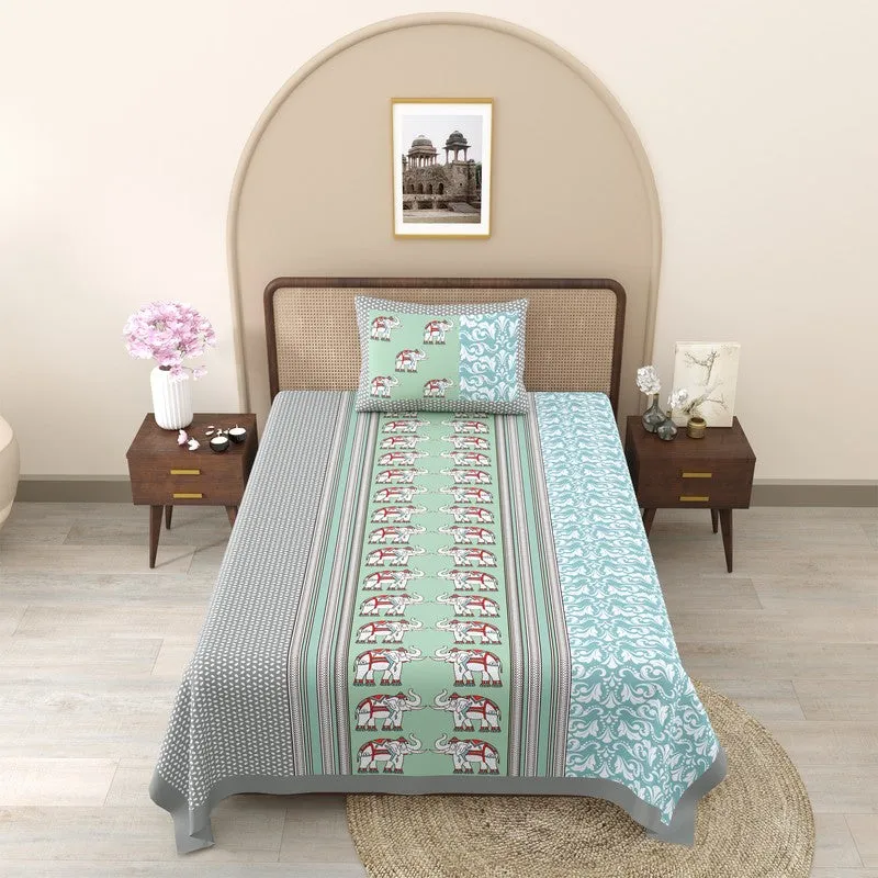 EliteDream Cotton Bedsheet (Teal) - 180 TC media 3