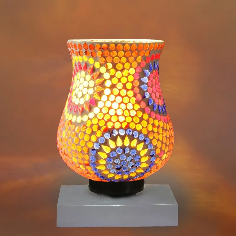 Luminexia Mosaic Glass Table Lamp With Wooden Base - Multicolor media 7