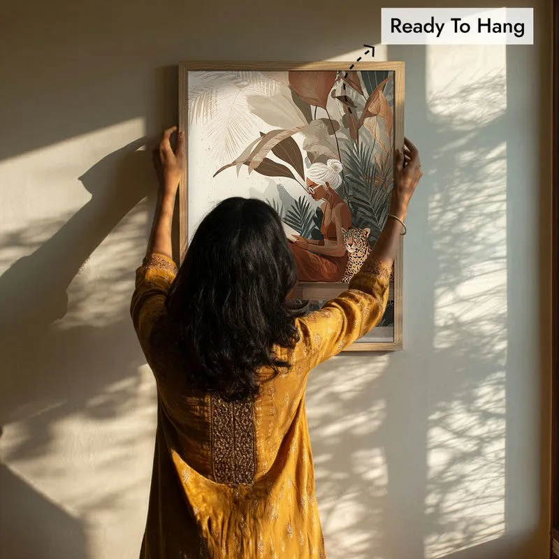 Wild Reading Canvas Wall Painting - Brown Frame media 8
