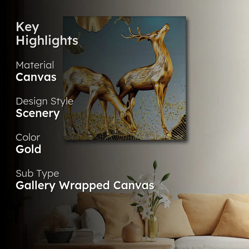 Golden Stags Canvas Wall Painting media 2
