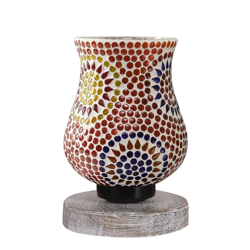 Amberis Mosaic Glass Table Lamp With Wooden Base - Multicolor media 5