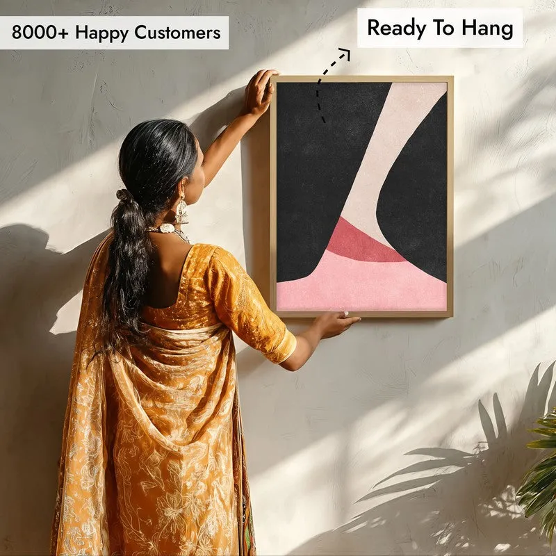 Blush In The Dark Framed Canvas Archival Canvas Wall Painting - Natural Brown Frame media 6