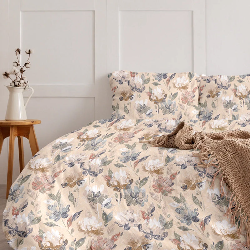 Vintage Rustica Printed Cotton Duvet Cover - Beige media 4