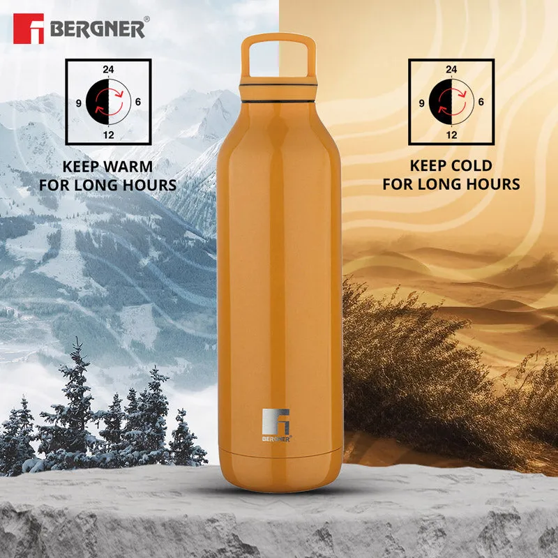 Bergner Walking Daisy Droplet Thermosteel Hot And Cold Flask (Orange) - 525 mL media 1