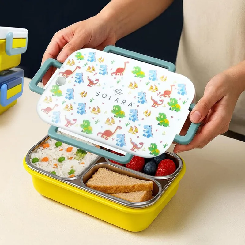Solara Brewora Dino Lunch Box (Yellow,White) - 1000 ML media 3