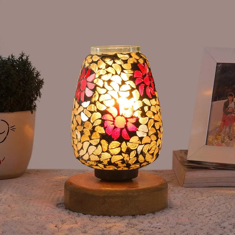 Vividlume Mosaic Glass Table Lamp With Wooden Base - Multicolor media 3