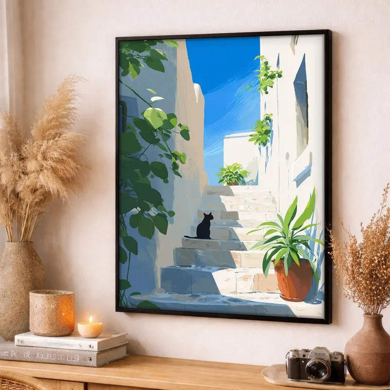 Shadow Stair Canvas Wall Painting - Black Frame media 3