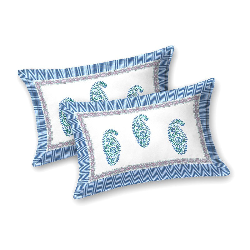Arta Cotton Bedsheet (Blue,White) - 240 TC media 4