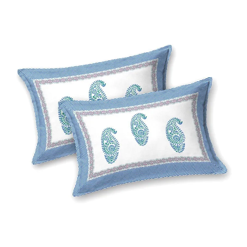 Arta Cotton Bedsheet (Blue,White) - 240 TC media 4