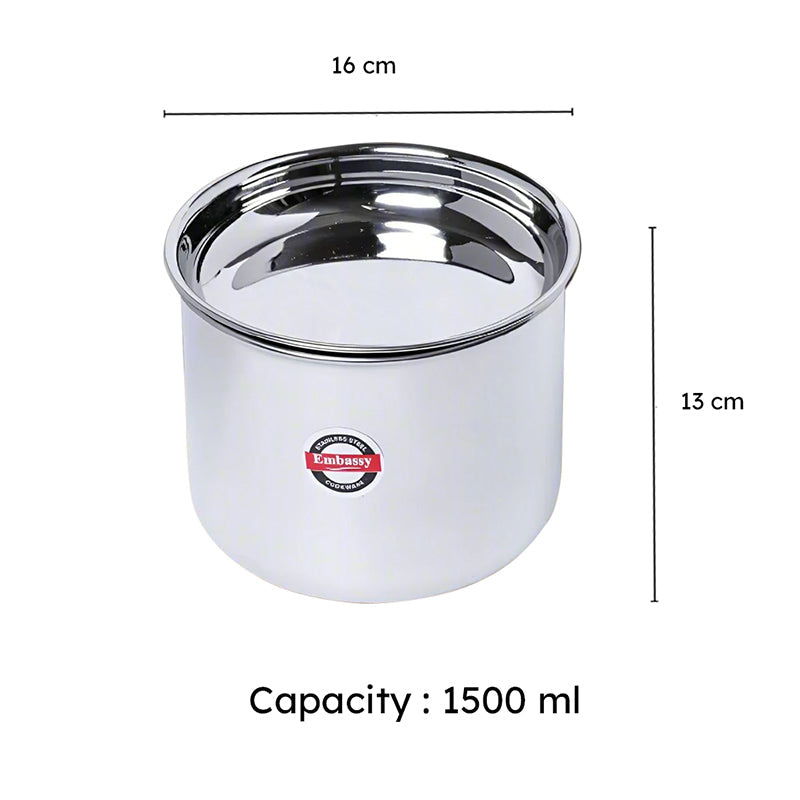 Halcyon Stainless Steel Pateela With Lid - 1500 mL / 5 Inches media 6
