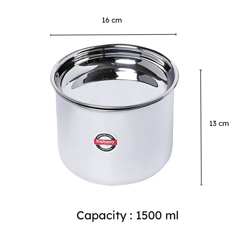 Halcyon Stainless Steel Pateela With Lid - 1500 mL / 5 Inches media 6