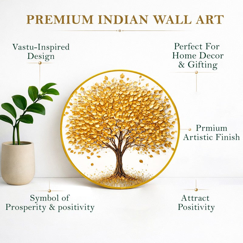Radiant Leaves Paper Wall Painting With PVC Frame media 4