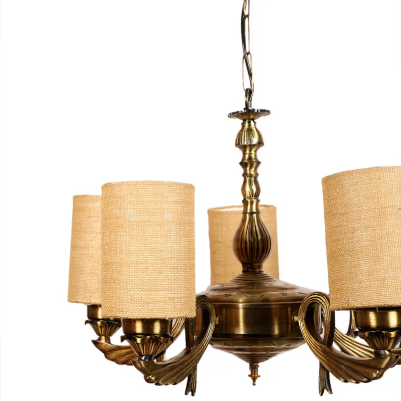 Auric Cylindrical Golden Antique Ceiling Lamp media 5