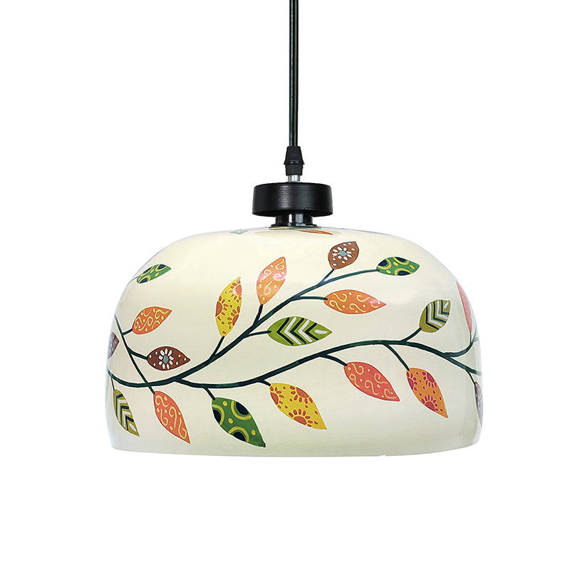 Amber Ivy Hand Painted Glass Hanging Lamp media 4