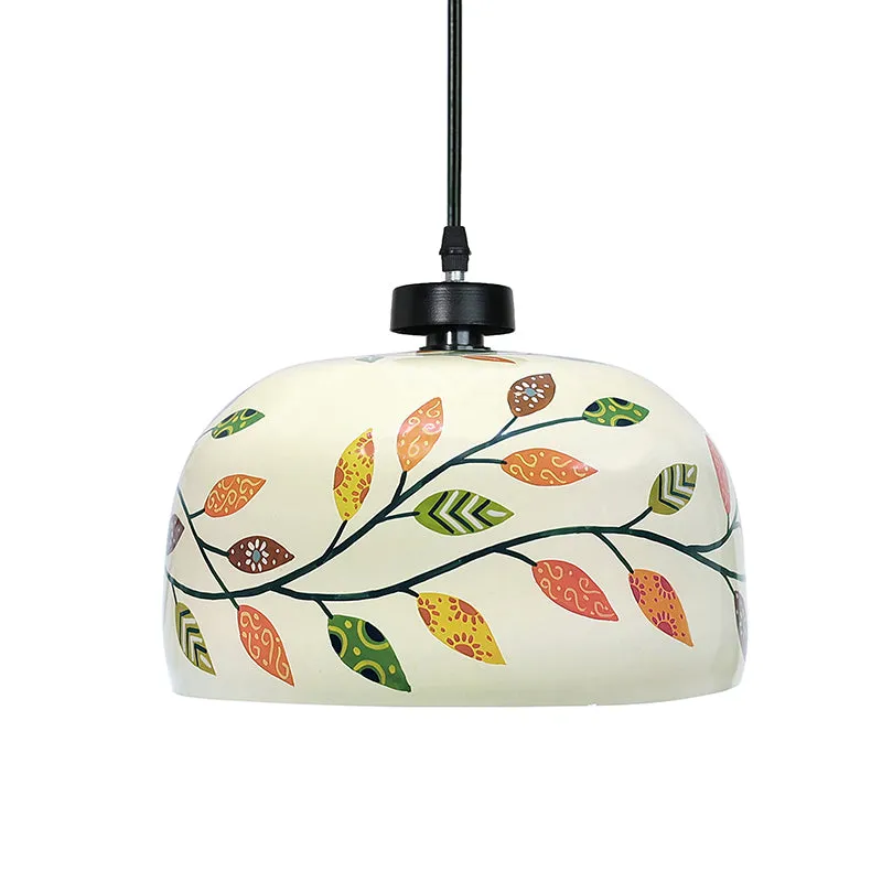 Amber Ivy Hand Painted Glass Hanging Lamp media 4