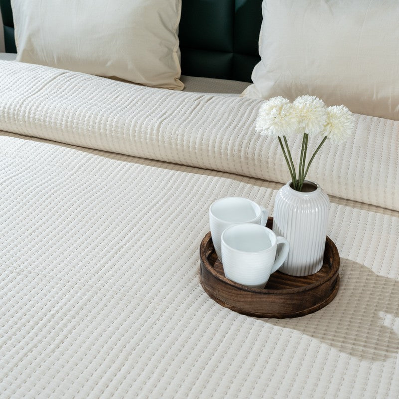 Ivory Self Stripe Comforter - Three Piece Set media 4