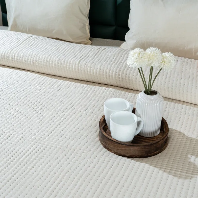 Ivory Self Stripe Comforter - Three Piece Set media 4