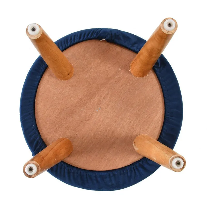 Classic Solid Velvet Ottoman - Blue media 6