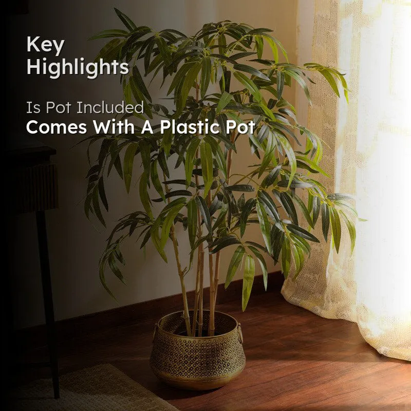 Artificial Realistic Bamboo Plant With Black Plastic Pot - 3.9 Feet media 2