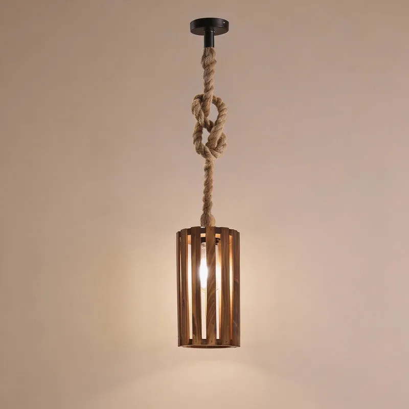 CageLite Wooden Ceiling Lamp - Brown media 5