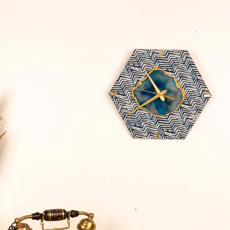 Azure Chevron MDF Wall Clock - Hexagon media 3