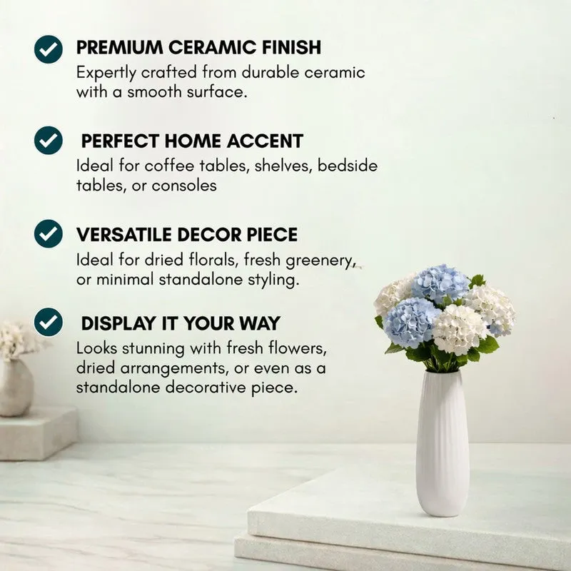 Redvo Ceramic Vase - White media 6