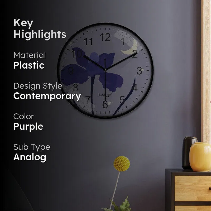 Twilight Round Analog Wall Clock - Purple media 2