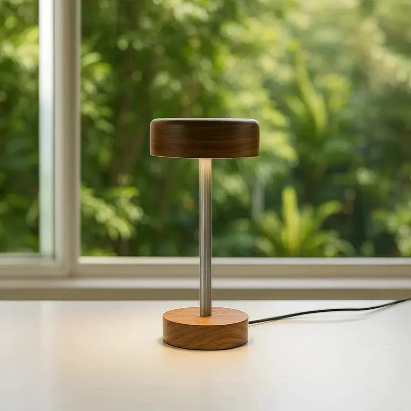 Modern Halo Rose Wood LED Table Lamp - Brown media 5