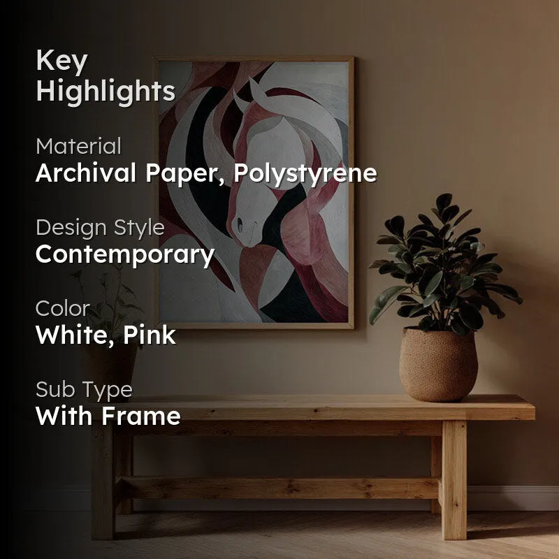 Ethereal Flow Horse Wall Painting With Brown Frame media 2