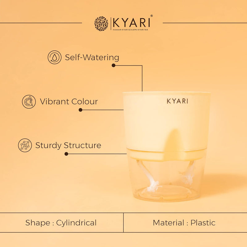 Kyari Viridian Plastic Self-Watering Pot (Cream) - Set Of Five media 4