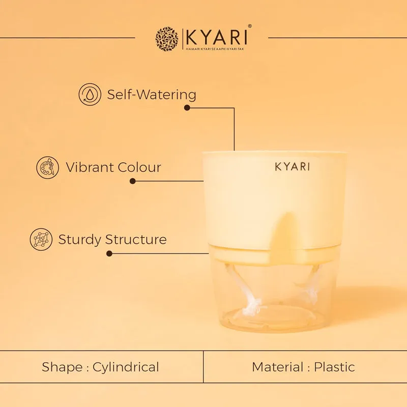Kyari Viridian Plastic Self-Watering Pot (Cream) - Set Of Five media 4