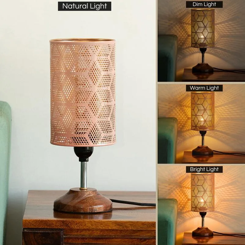 Zorya Handcrafted Iron Table Lamp - Peach,Brown media 3
