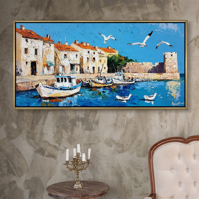 Drifted Boats Canvas Wall Painting With Frame