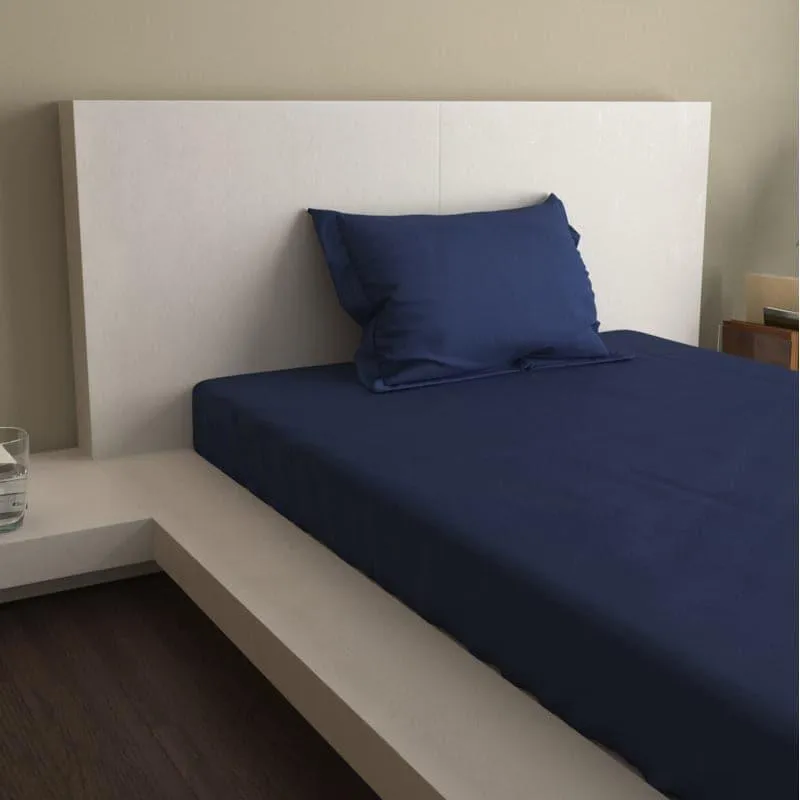 Monochrome Luxe Solid Cotton Bedsheet (Midnight Blue) - 400 TC media 4