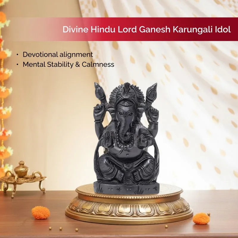 Peaceful Ganesha Ebony Wood Idol media 5