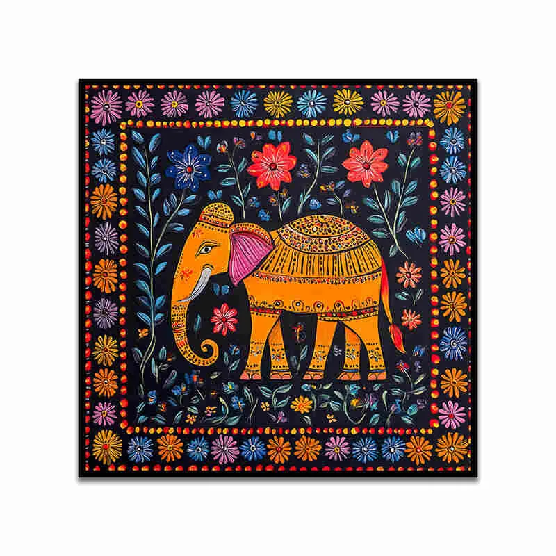 Tribal Haathi Canvas Wall Art With Frame media 4