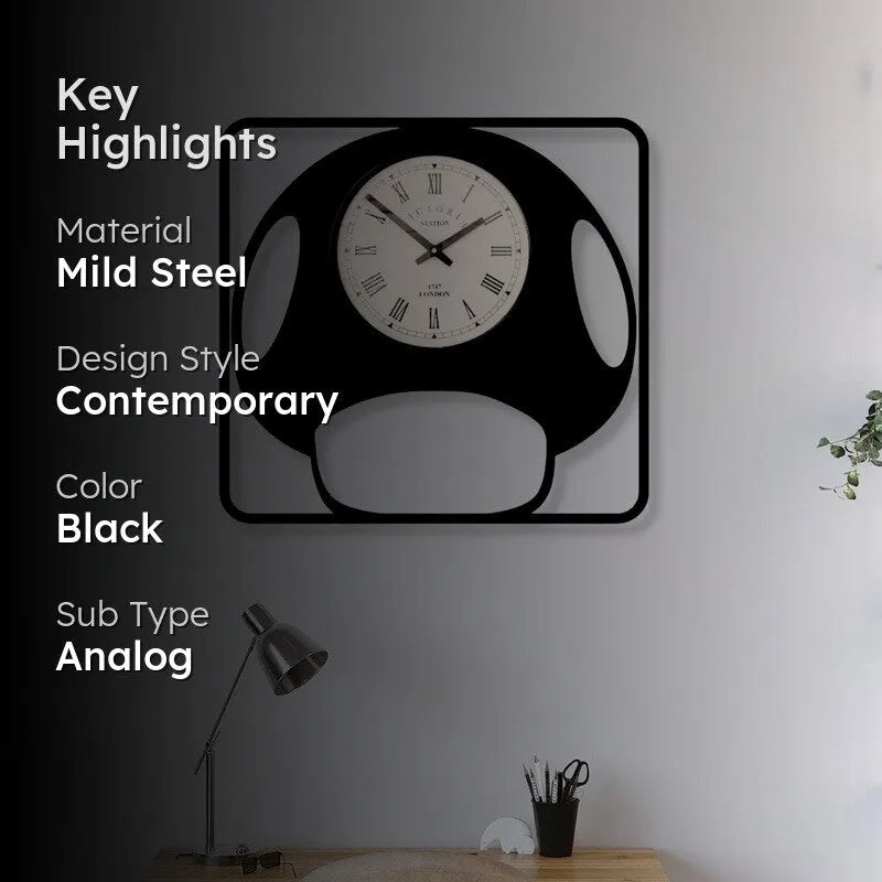 Toonora Steel Analog Wall Clock - Black media 2