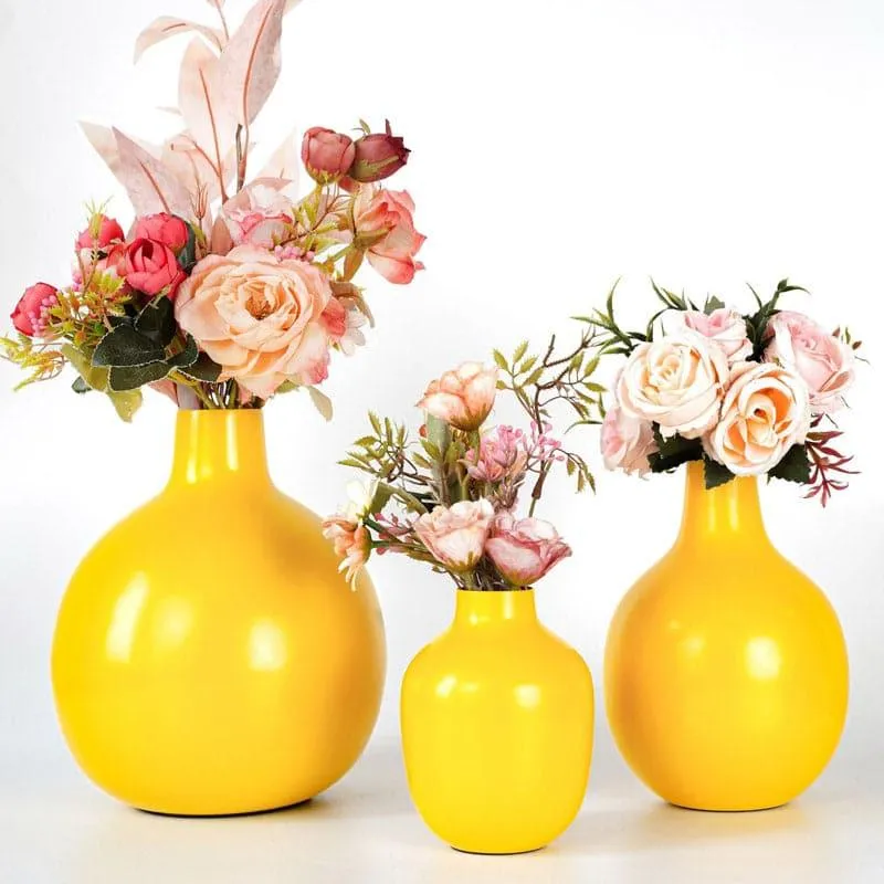 Ourania Metal Vase (Yellow) - Set Of Three media 3
