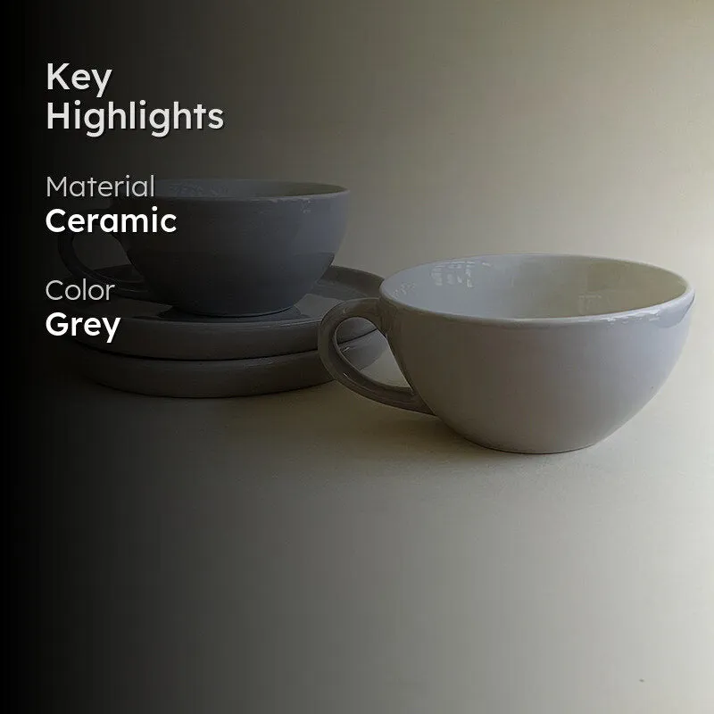 Elegant Grey Cup & Saucer (240 mL) - Four Piece Set media 2