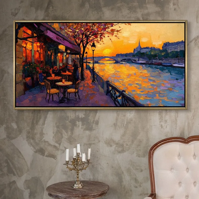 Brasserie Canvas Wall Painting With Frame media 1
