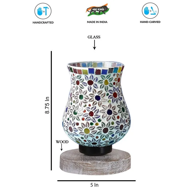 Lumlin Mosaic Glass Table Lamp With Wooden Base - Multicolor media 8