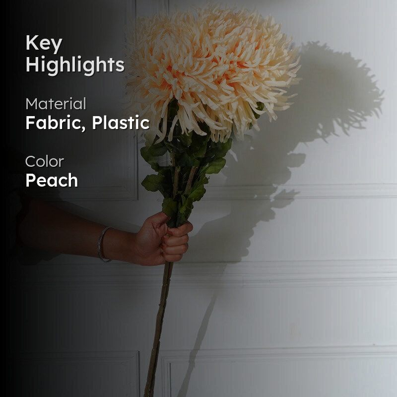 Faux Cream Chrysanthemum Flower Stick (32 CM) - Set Of Two media 2