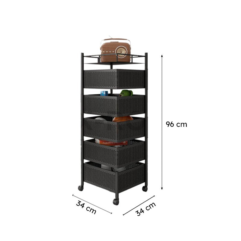 Tidy Mate 5-Tier Corner Storage Rack with Wheels - Black Mild Steel media 8