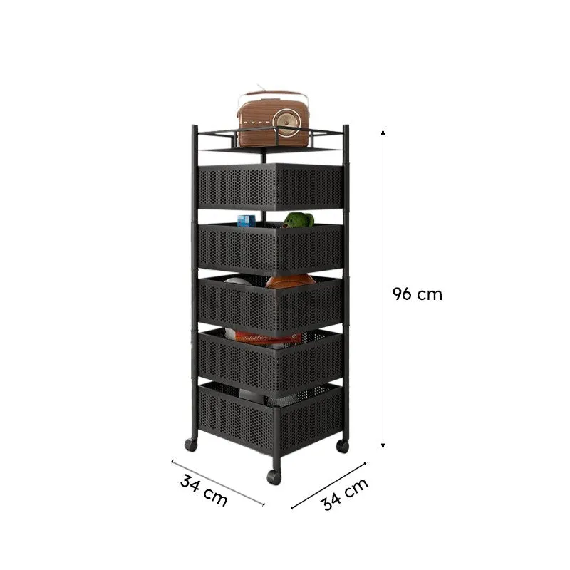 Tidy Mate 5-Tier Corner Storage Rack with Wheels - Black Mild Steel media 8