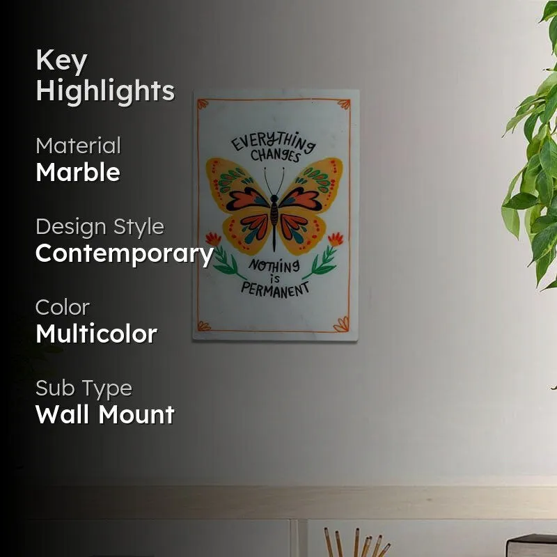 Nothing Is Permanent Butterfly Printed Marble Wall Accent media 2